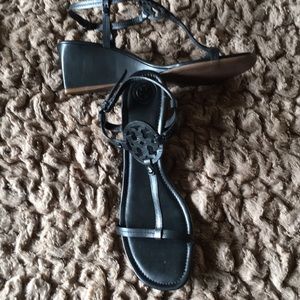 Tory Burch black wedge sandal. Size 11